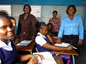 Teachers at St Andrew Technical with their students. Gleaner Photo